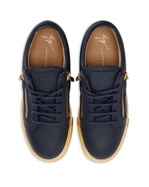 Giuseppe Zanotti Blue Frankie Metallic-sole Leather Sneakers for men