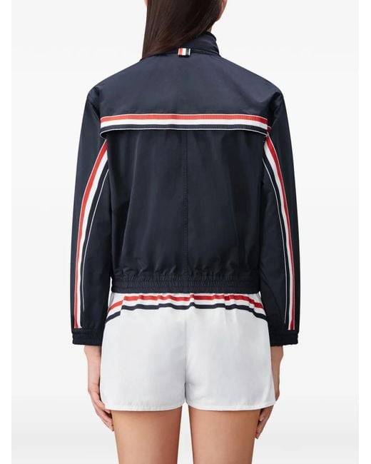 Thom Browne Blue Veste Rayée À Capuche