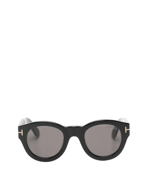 Tom Ford Gray Lucinda T-Logo Round-Frame Sunglasses