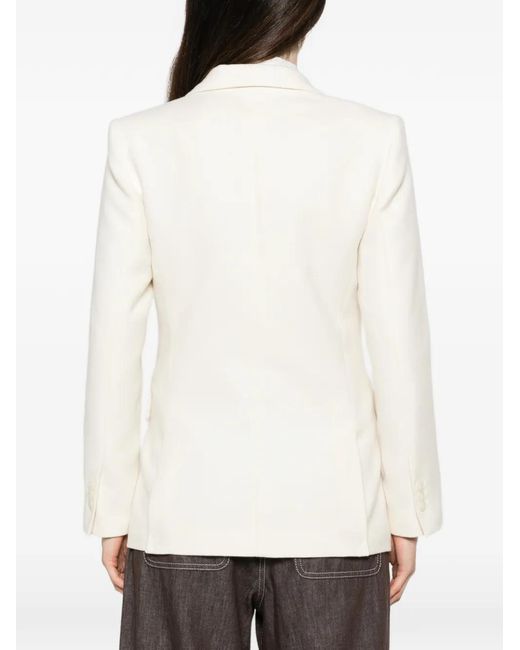 Maje White Double-Breasted Peak-Lapel Blazer