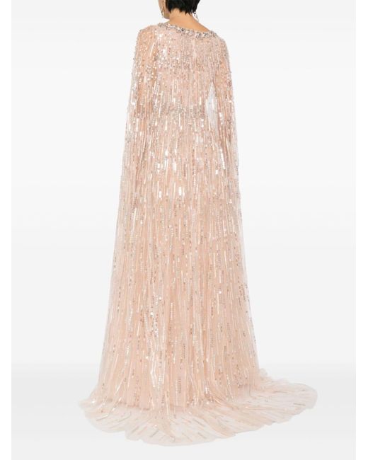Jenny Packham Pink Starling Sequin-embellished Cape Gown