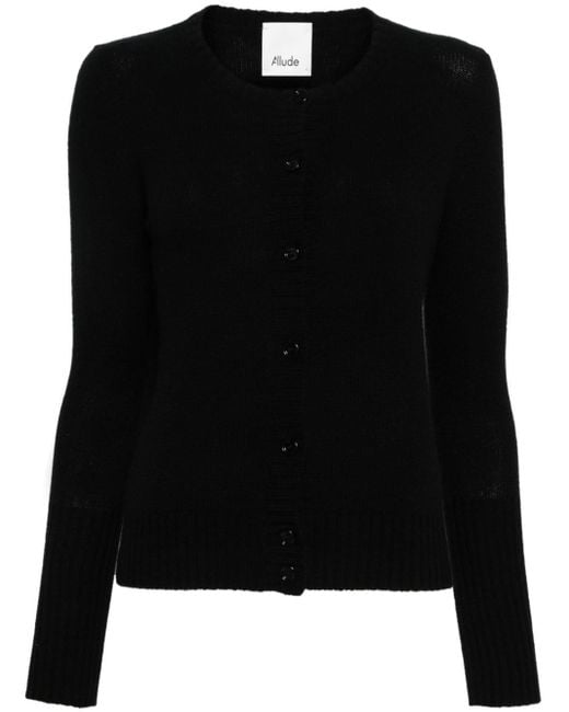 Allude Black Knitted Cashmere Cardigan