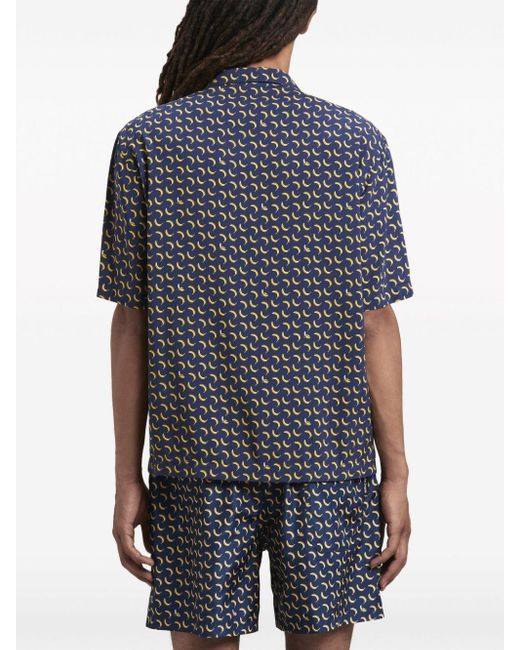 Palm Angels Blue Banana-print Shirt for men