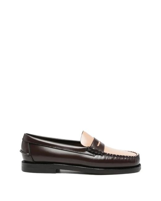 Sebago White Two-Tone Leather Loafers