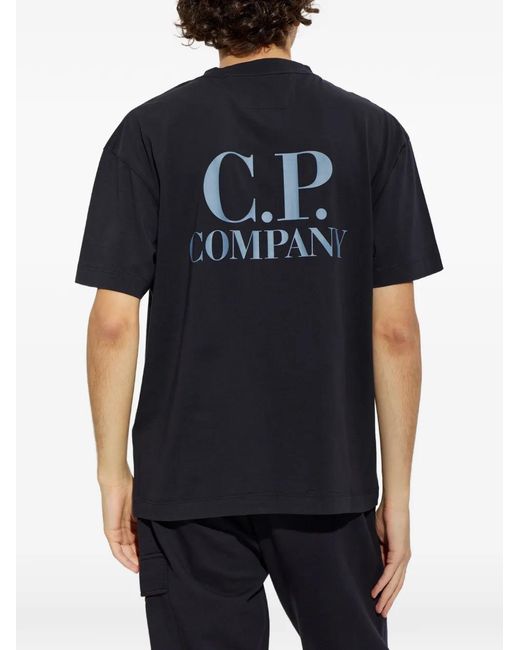 C P Company Blue Logo-Print T-Shirt for men