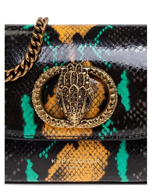 Kurt Geiger Black Kleine Chelsea Umhängetasche mit Schlangen-Print