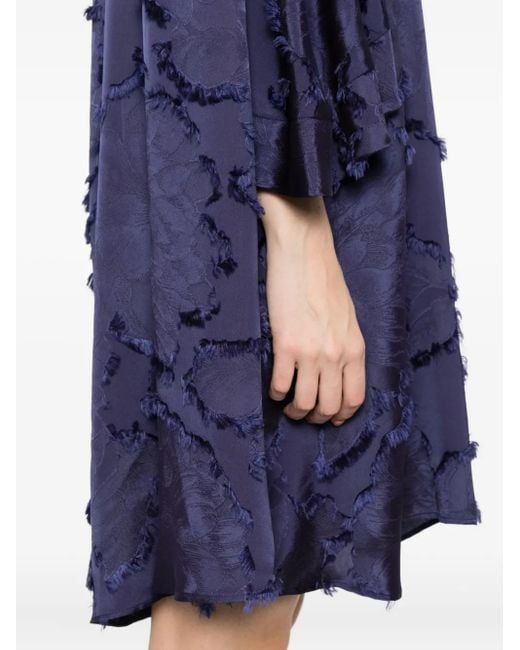 Talbot Runhof Blue Fringed Mini Dress