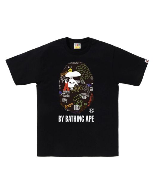 T-shirt con stampa di A Bathing Ape in Black da Uomo