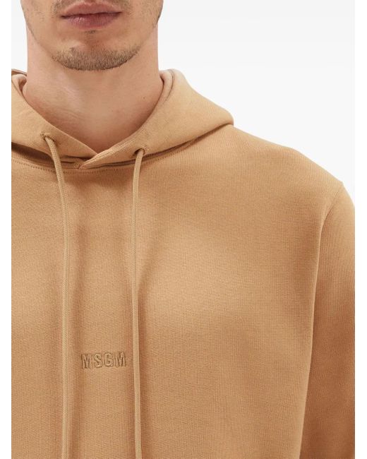 MSGM Natural Logo-Embroidered Drawstring Hoodie for men
