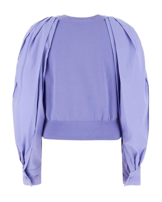 Juun.J Blue Pleated-Sleeve Top