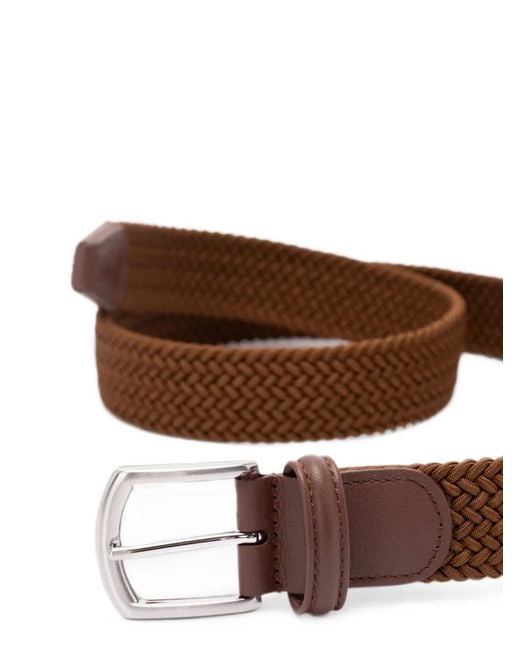 Andersons Brown Woven-Design Belt for men