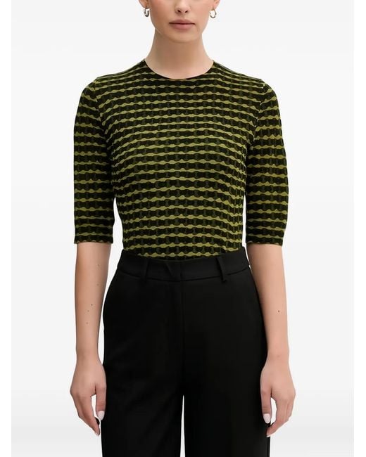 Benetton Green Short-Sleeve Patterned Sweater