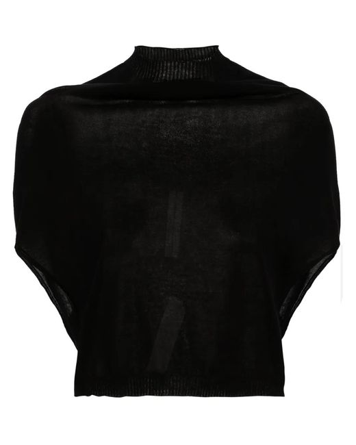 Rick Owens Black Crater Draped Crop Top