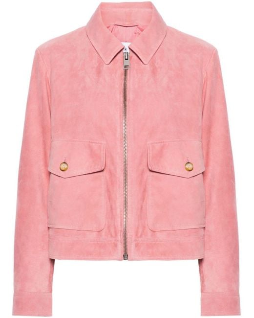 Manuel Ritz Pink Zip-up Suede Shirt Jacket