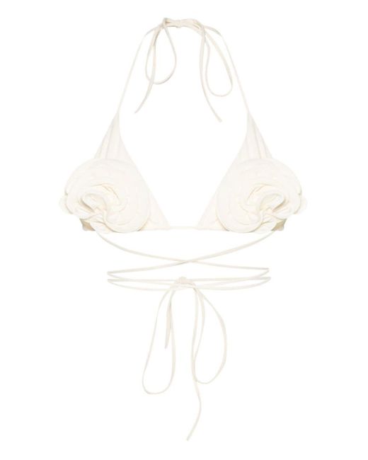 Magda Butrym White Floral-appliqué Bikini Top