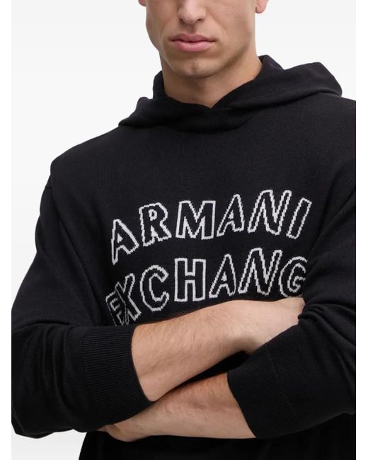 Felpa Con Logo A Intarsi di ARMANI EXCHANGE in Black da Uomo