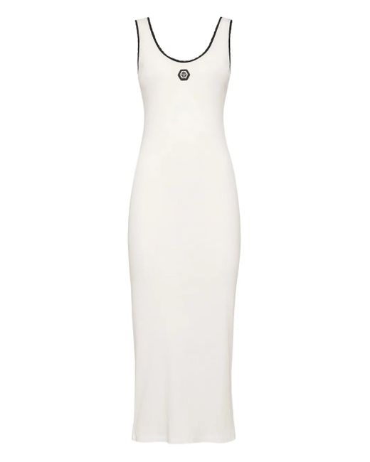Philipp Plein White Geripptes Kleid