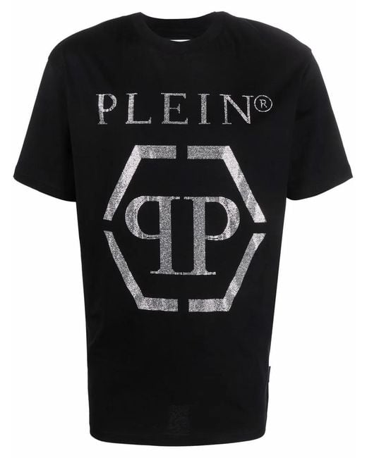 Philipp Plein Black Hexagon-Logo T-Shirt