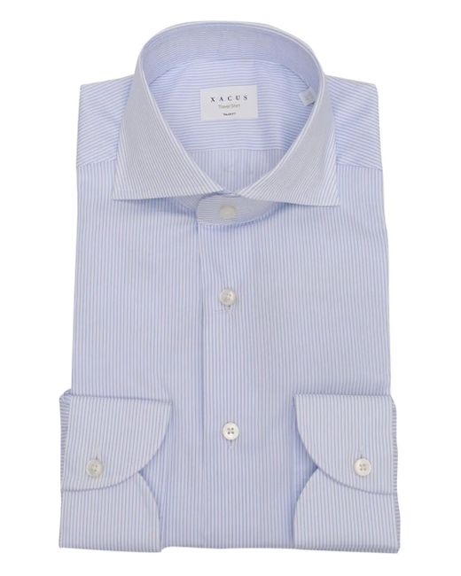 Camisa a rayas de algodón Xacus de hombre de color Blue