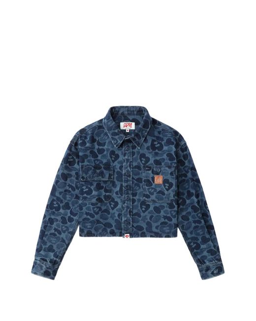 A Bathing Ape Blue Buttoned Camouflage Jacket