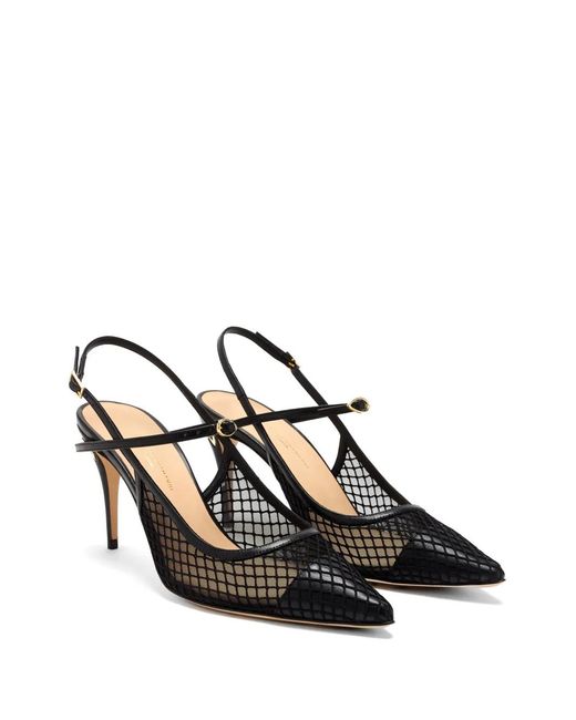 JENNIFER CHAMANDI Black Edoardo 85 Mesh-Panelled Leather Pumps