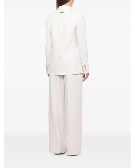 Peserico White Single-Breasted Blazer