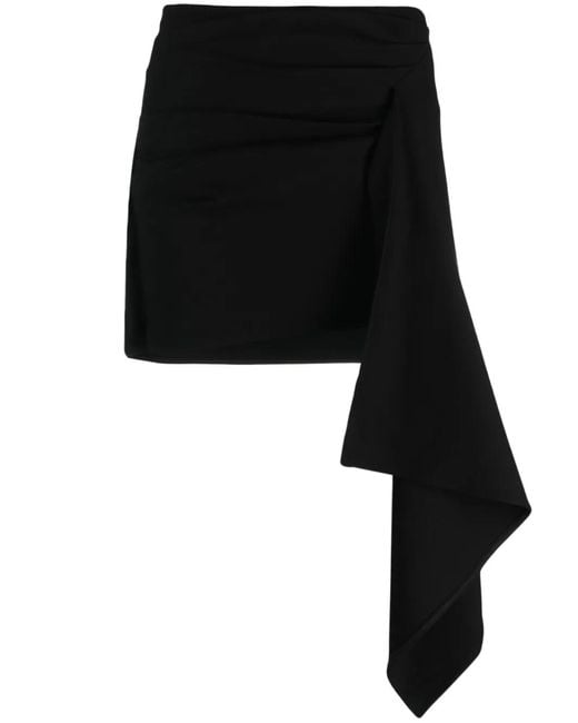 GAUGE81 Black Rivera Asymmetric Draped Miniskirt
