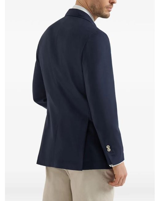 Brunello Cucinelli Blue Cashmere Batavia Deconstructed Blazer With Patch Pockets for men