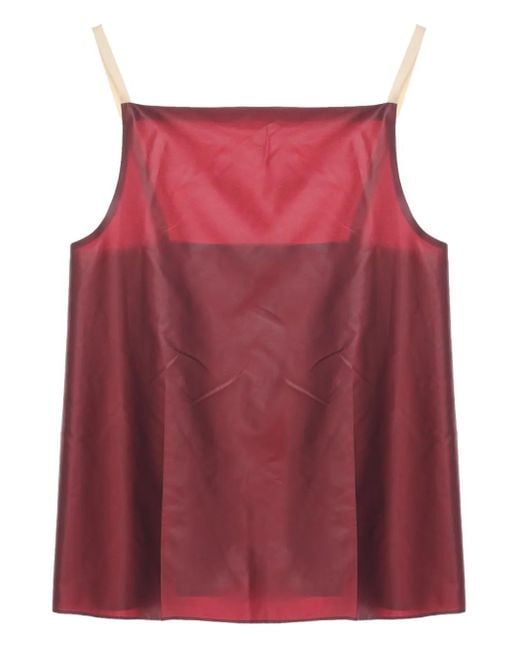 Carven Red Pressed Silk Vest Top