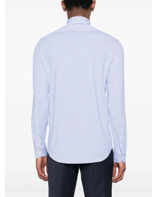 Paul & Shark Blue Logo-Embroidered Striped Shirt for men