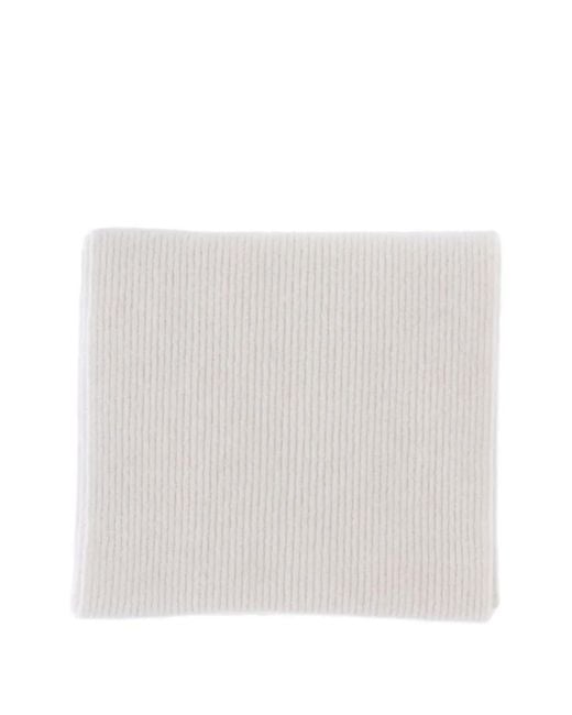 Rick Owens White Ribbed-Knit Scarf for men