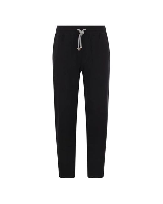 Brunello Cucinelli Black Drawstring Trousers for men