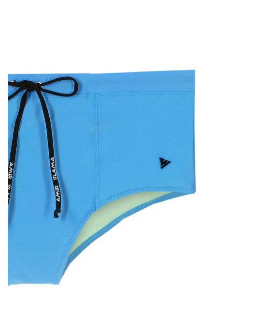 Amir Slama Blue Logo-Plaque Drawstring Swimming Trunks for men