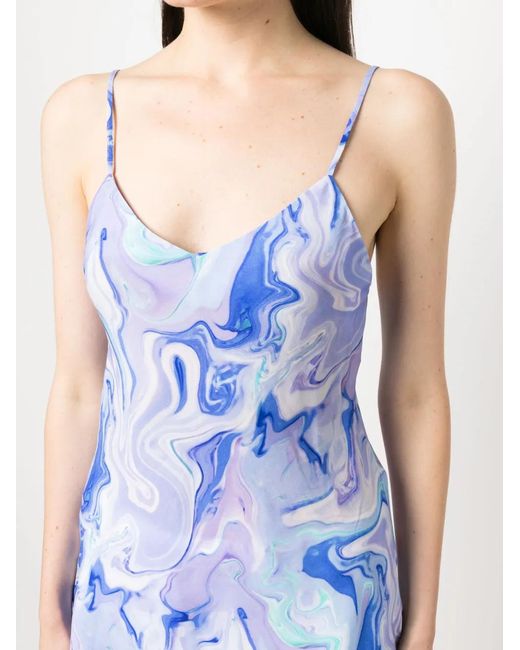 BCBGMAXAZRIA Blue Marbled-Pattern Sleeveless Top