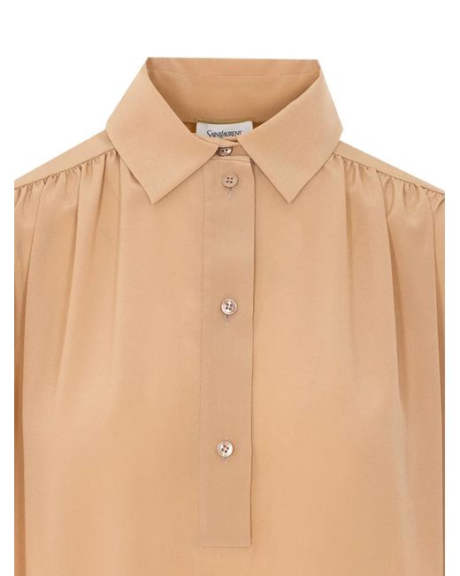 Saint Laurent Natural Button Long-Sleeve Shirt