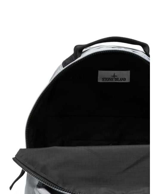 Stone Island Gray Logo-Patch Zip-Around Backpack for men