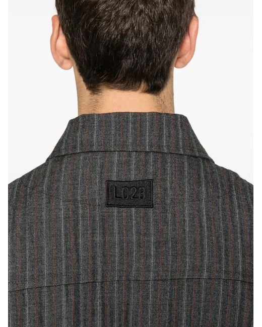 LC23 Black Striped Zip-Up Jacket for men