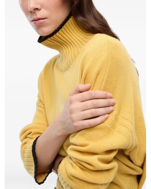 Pinko Yellow Pull Côtelé À Col Roulé