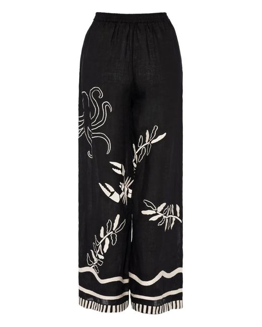 Eres Black Octopus Wide-Leg Trousers