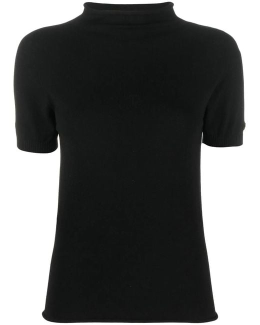 Twinset Black Logo-Plaque High-Neck Jumper