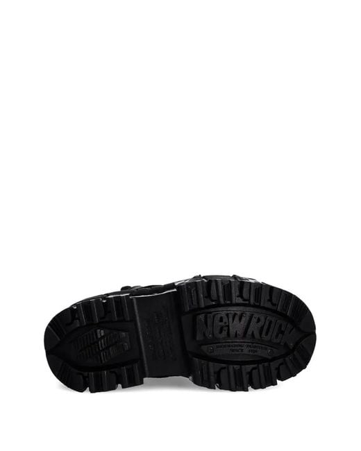 New Rock Black Strap Platform Boots