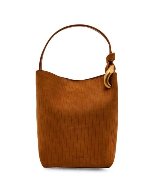 J.W. Anderson Brown Logo-Debossed Leather Bucket Bag