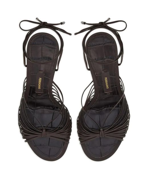 Ferragamo Black Curved-Heel Sandals