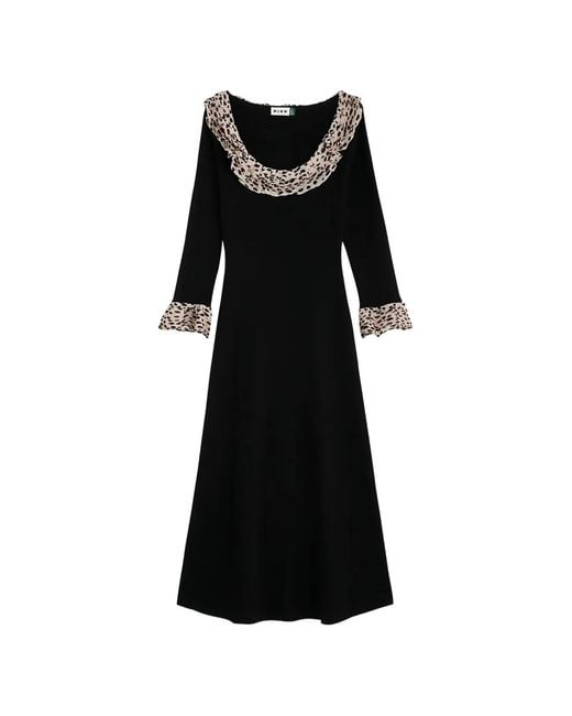 Rixo Black Mika Ruffled Midi Dress
