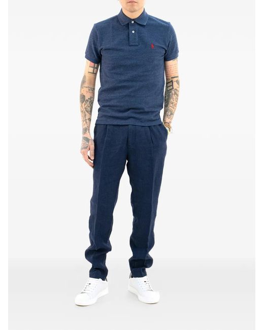 Cruna Blue Mitte Pleated Trousers for men