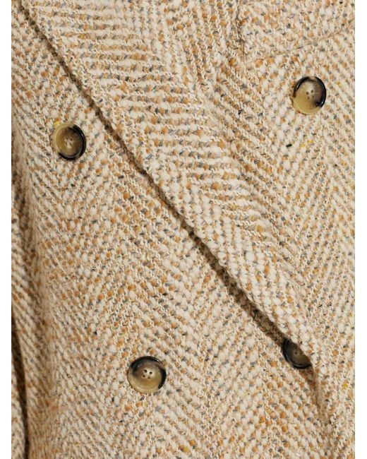 Isabel Marant Natural Pilda Herringbone Double-Breasted Coat