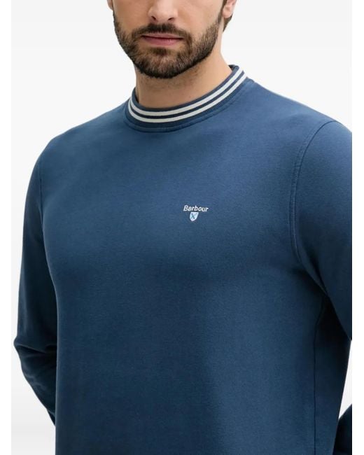 Barbour Blue Stripe-Collar Sweatshirt for men