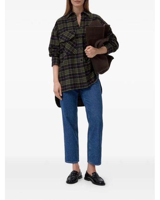 Closed Black Check-Pattern Oversized Shirt