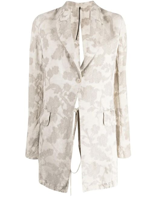 Masnada White Embroidered-Flower Blazer