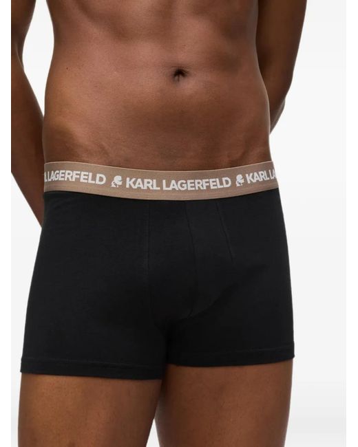 Karl Lagerfeld Black Lot De Cinq Boxers À Taille Contrastante for men